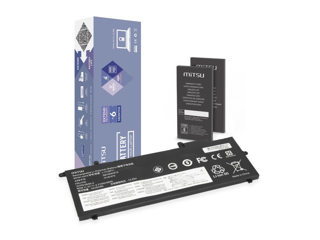 Bateria Mitsu do Lenovo ThinkPad A285, X280