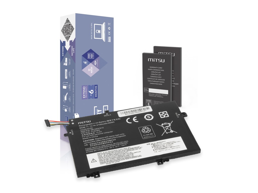 Bateria Mitsu do Lenovo ThinkPad L14, L15, L480, L580
