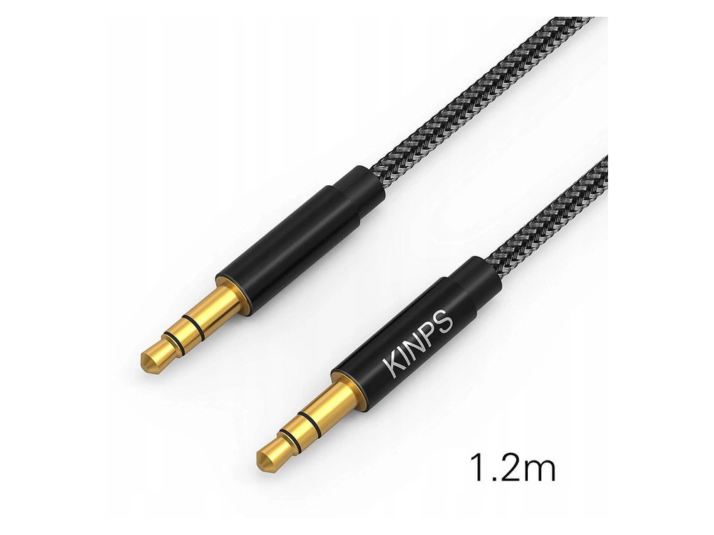 KABEL AUX minijack 3.5mm 1,2M NYLON WZMACNIANY