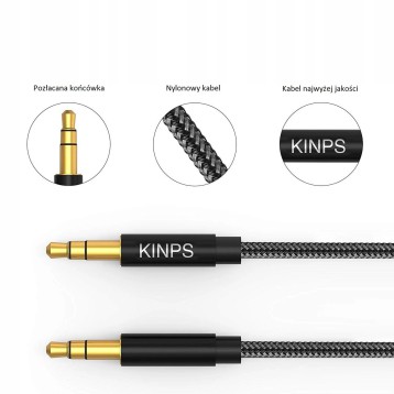KABEL AUX minijack 3.5mm 1,2M NYLON WZMACNIANY