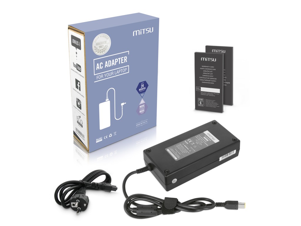Zasilacz Mitsu 20v 8.5a (prostokątny 11.0x4.5 pin - Yoga) 170W do Lenovo