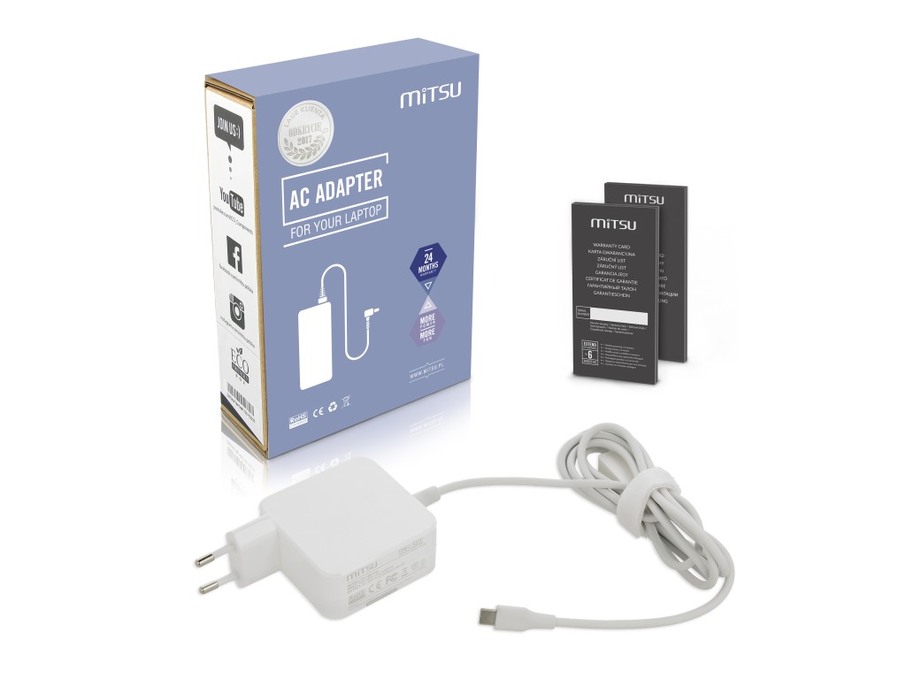 Zasilacz Mitsu 45W USB type C USB-C (white)