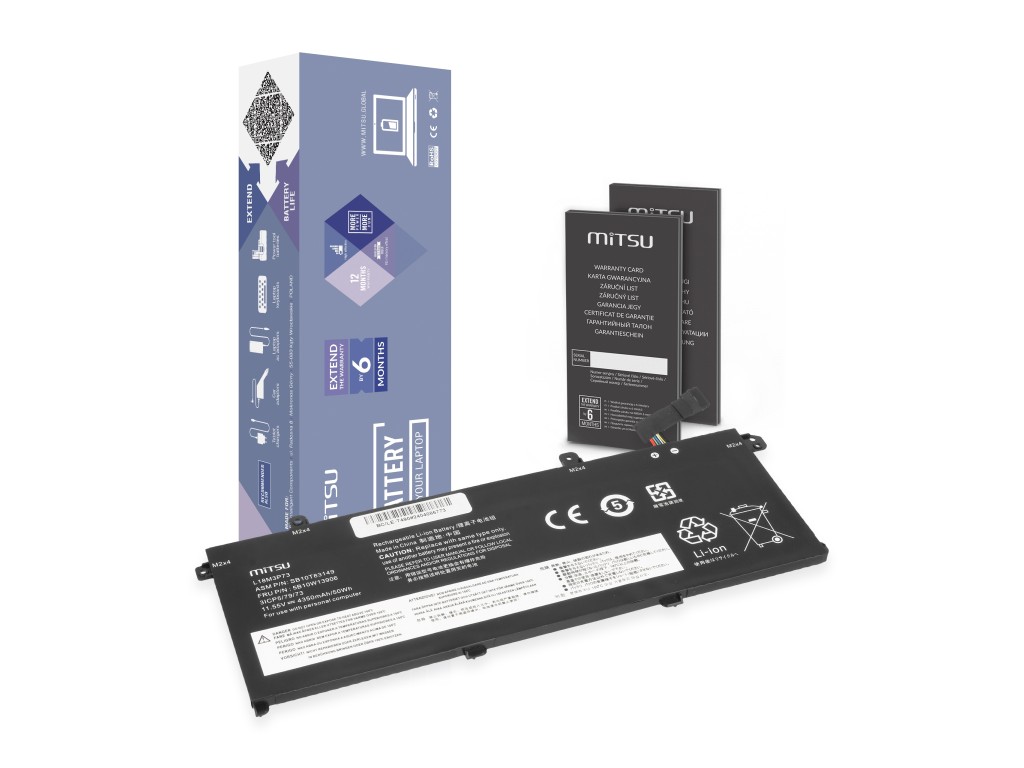 Bateria Mitsu do Lenovo ThinkPad T490, T495, P43s, P14s